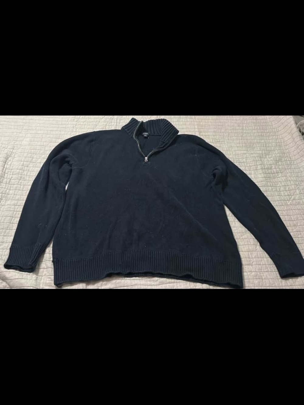 J. Crew Men's Navy V-Neck Half-Zip Sweater